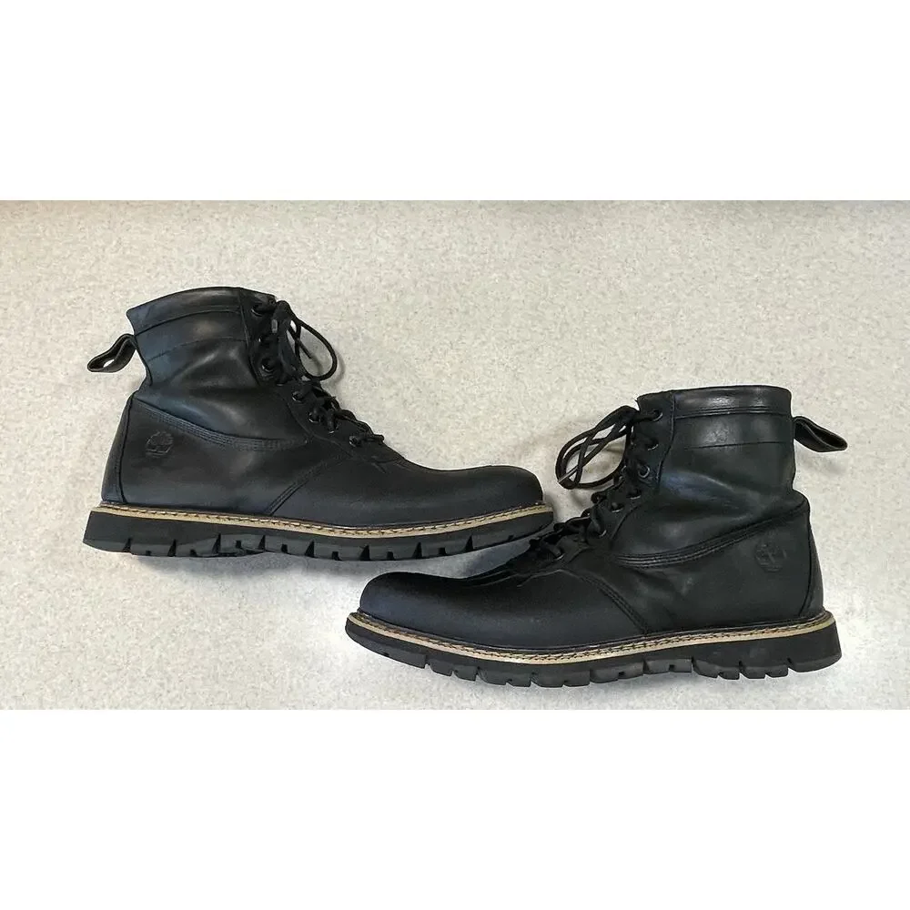 Timberland Mens Britton Hill Side Zip/Lace Rubber Toe Duck Boots Leather Size 10